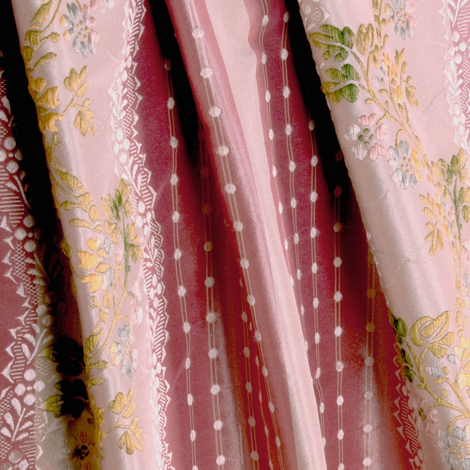 RK Classics Luna Silk Lampas Stripe Garden Rose Fabric image 2 of 2