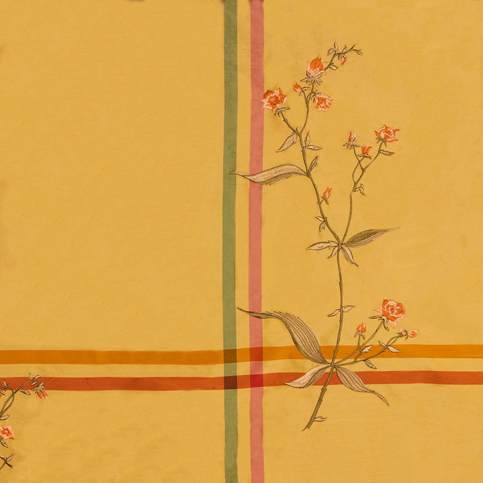RK Classics Freya Silk Embroidery Taffeta Yellow Fabric image 1 of 2