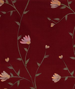 RK Classics Hazel Silk Dupioni Floral Print Sangria Fabric
