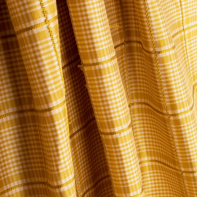 RK Classics Willow Silk Dupioni Plaid Munsell Yellow Fabric image 2 of 2