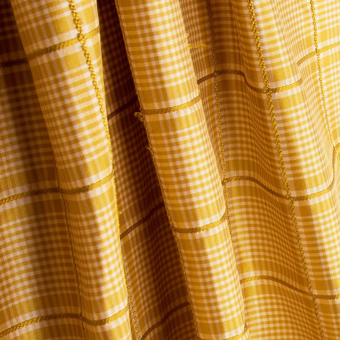 RK Classics Willow Silk Dupioni Plaid Munsell Yellow Fabric image 2 of 2