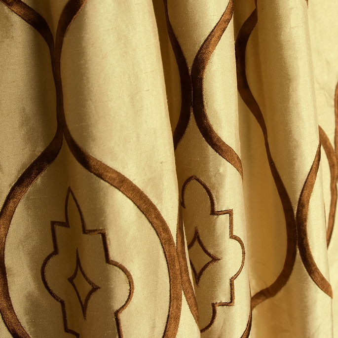 RK Classics Gabrielle Silk Dupioni Embroidery Honey Fabric image 2 of 2