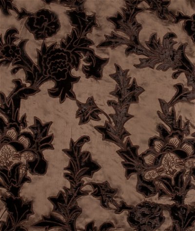 RK Classics Rajah Silk Velvet Embroidery Shantung Mocha Fabric
