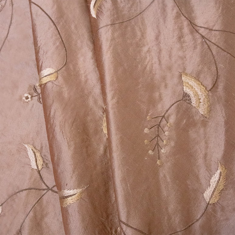 RK Classics Avery Silk Dupioni Embroidery Café Fabric