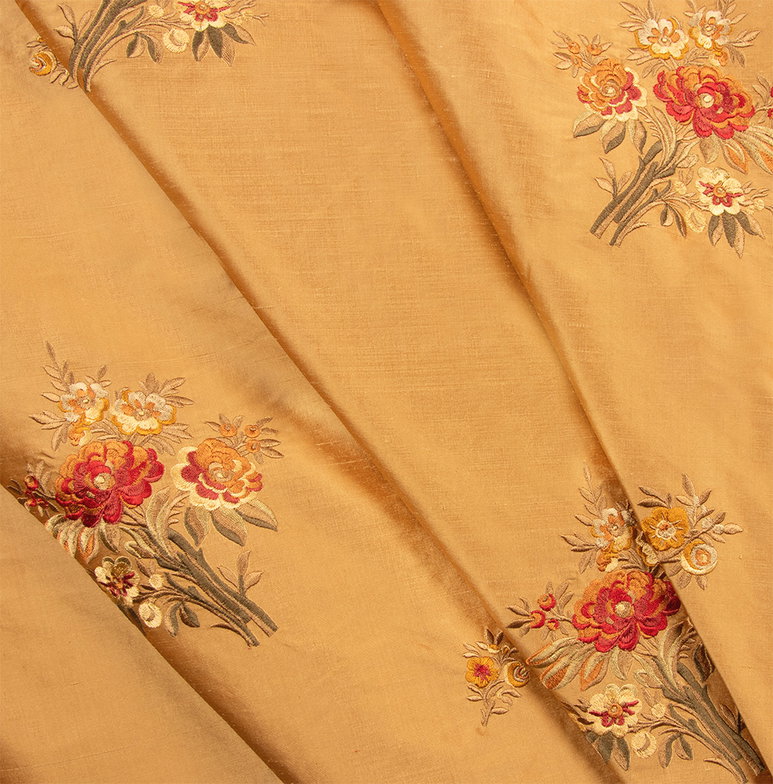 RK Classics Hyderabad Silk Embroidery Shantung Bronze Fabric