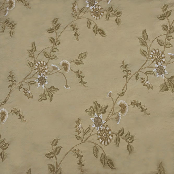RK Classics Jaipur Silk Shantung Embroidery Tan Fabric