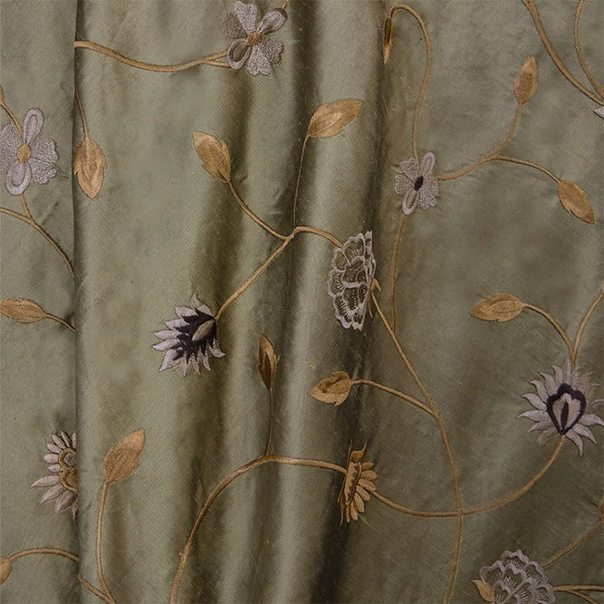 RK Classics Kochi Silk Embroidery Shantung Brass Fabric