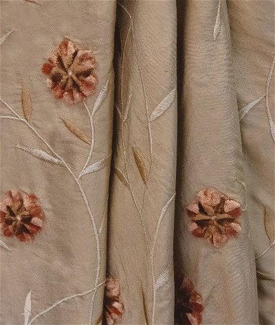 RK Classics Nashik Silk Dupioni Velvet Embroidery Café Fabric