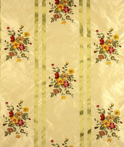 RK Classics Millerton Silk Satin Embroidery Stripe Sage/Multi Fabric
