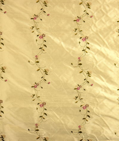 RK Classics Cranston Silk Taffeta Embroidery Multi/Vanilla Fabric