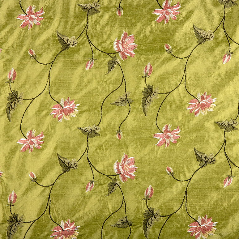 Emerson Silk Embroidery Taffeta Spring Green Fabric