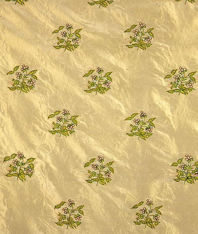 RK Classics Denver Silk Dupioni Embroidery Green/Natural Fabric