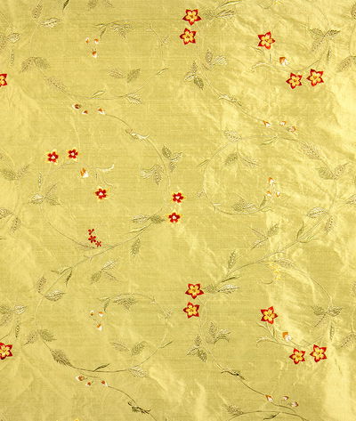 RK Classics Derry Silk Dupioni Embroidery Chartreuse Fabric