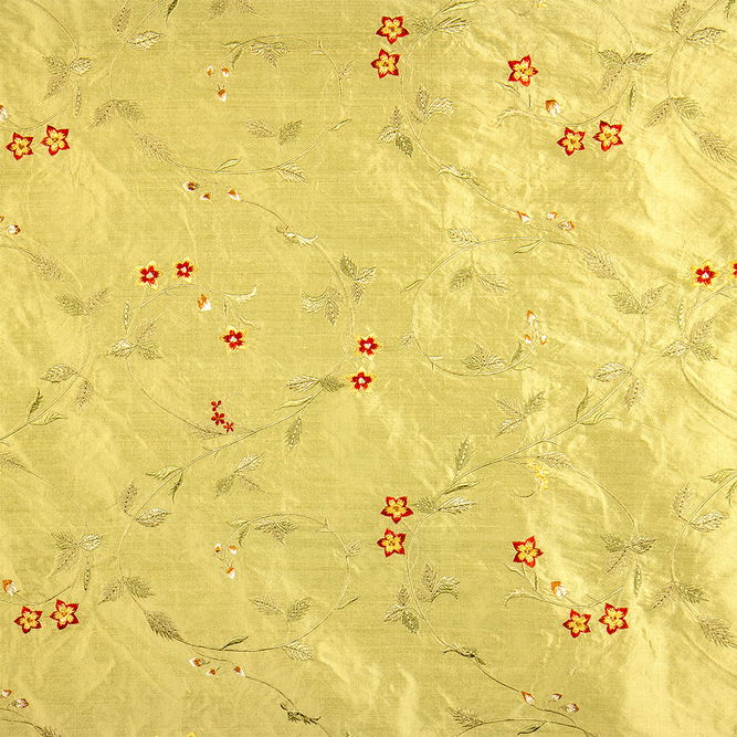 RK Classics Derry Silk Dupioni Embroidery Chartreuse Fabric
