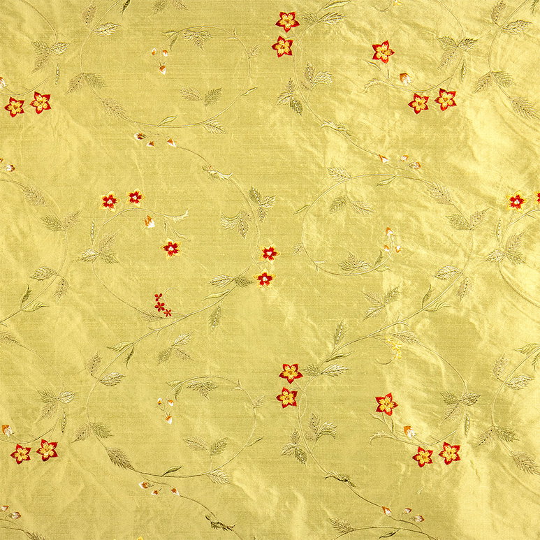 RK Classics Derry Silk Dupioni Embroidery Chartreuse Fabric