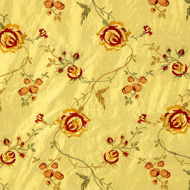 RK Classics Reno Silk Dupioni Embroidery Multi/Gold Fabric