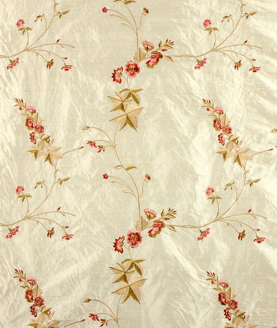 RK Classics Moore Silk Dupioni Embroidery Multi/Natural Fabric