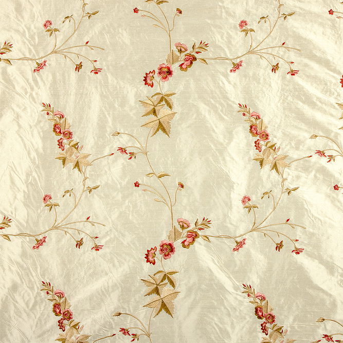 RK Classics Moore Silk Dupioni Embroidery Multi/Natural Fabric