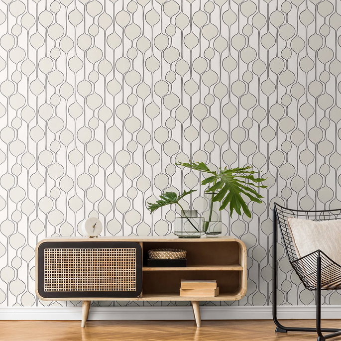 Seabrook Designs Minimalist Geometric Marshmallow Wallpaper image 2 of 2