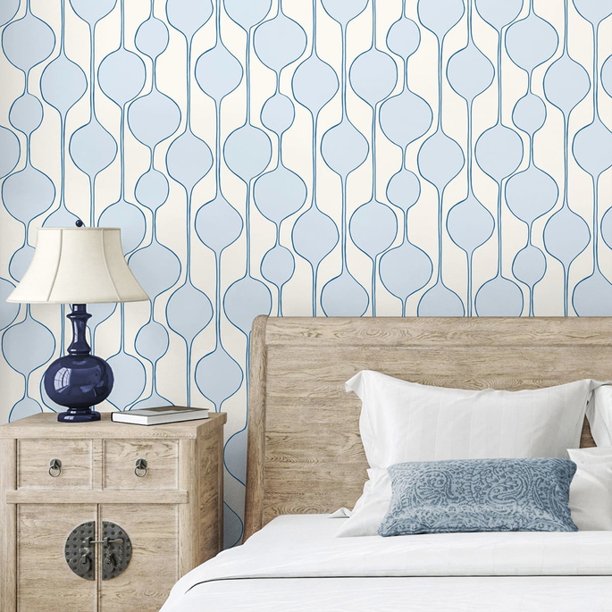 Seabrook Designs Minimalist Geometric Baby Blue Wallpaper image 2 of 2