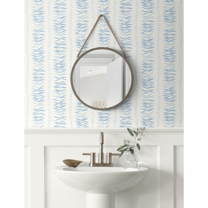 Seabrook Designs Summer Garland Sky Blue Wallpaper image 2 of 2