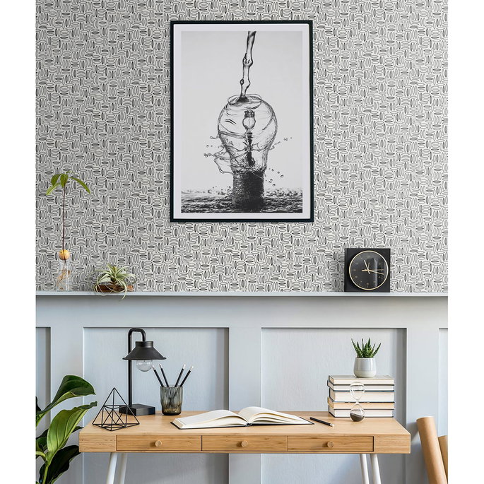 Seabrook Designs Pip Geo Salt &amp; Pepper Wallpaper image 2 of 2