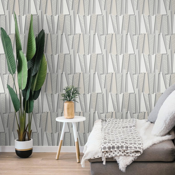 Seabrook Designs Geometric Shadows Stone Wallpaper image 2 of 2