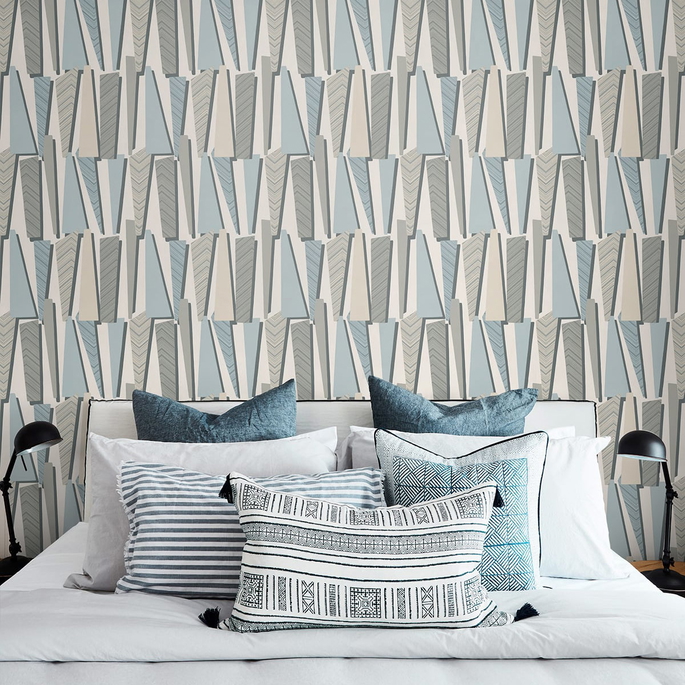 Seabrook Designs Geometric Shadows Aquamarine Wallpaper image 2 of 2