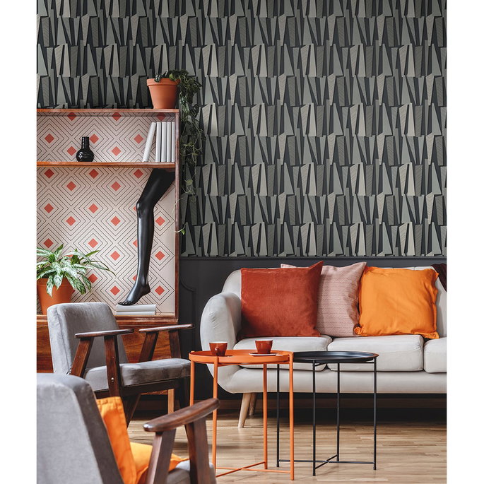 Seabrook Designs Geometric Shadows Onyx Wallpaper image 2 of 2