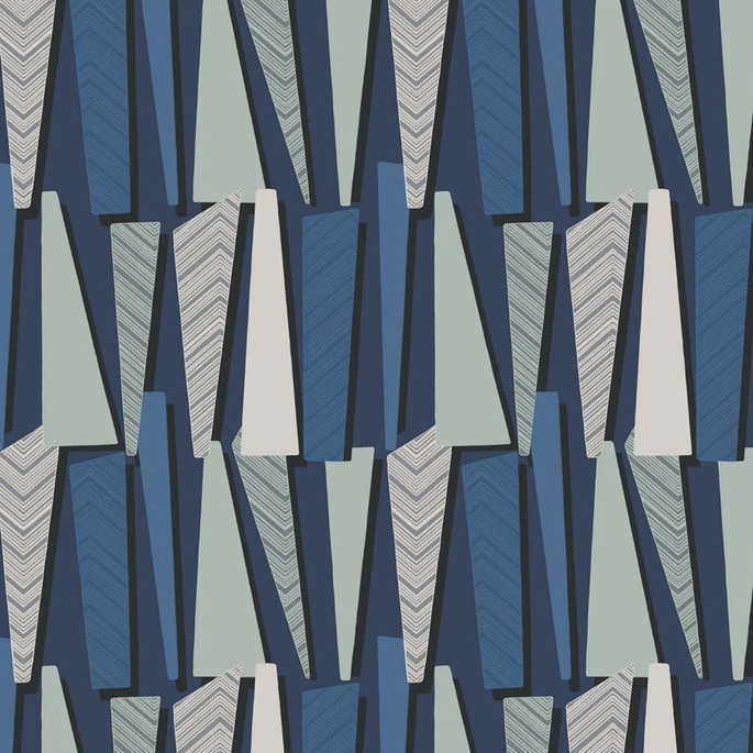 Seabrook Designs Geometric Shadows Denim Wallpaper image 1 of 2