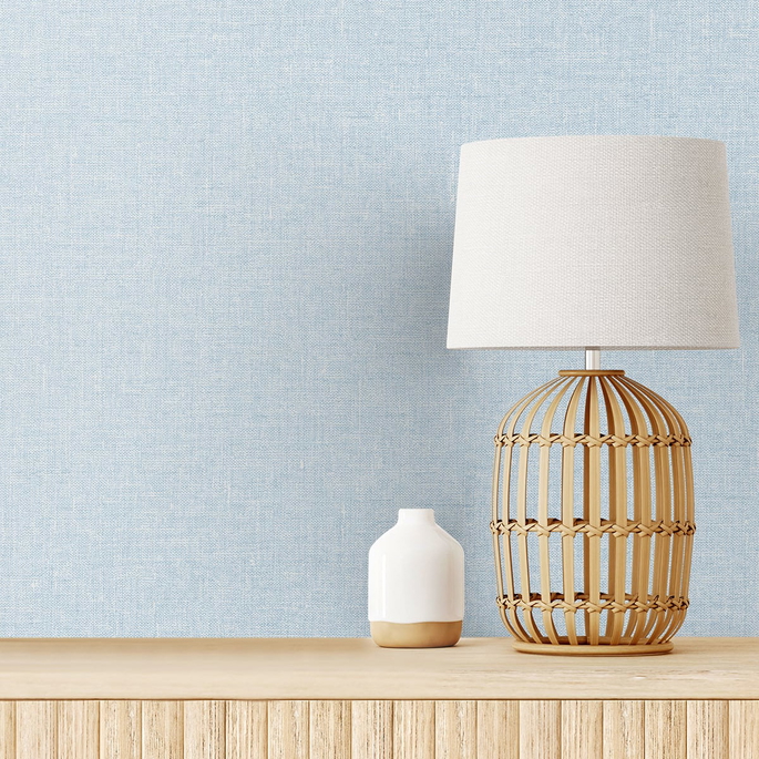 Seabrook Designs Soft Linen Blue Fog Wallpaper image 2 of 2