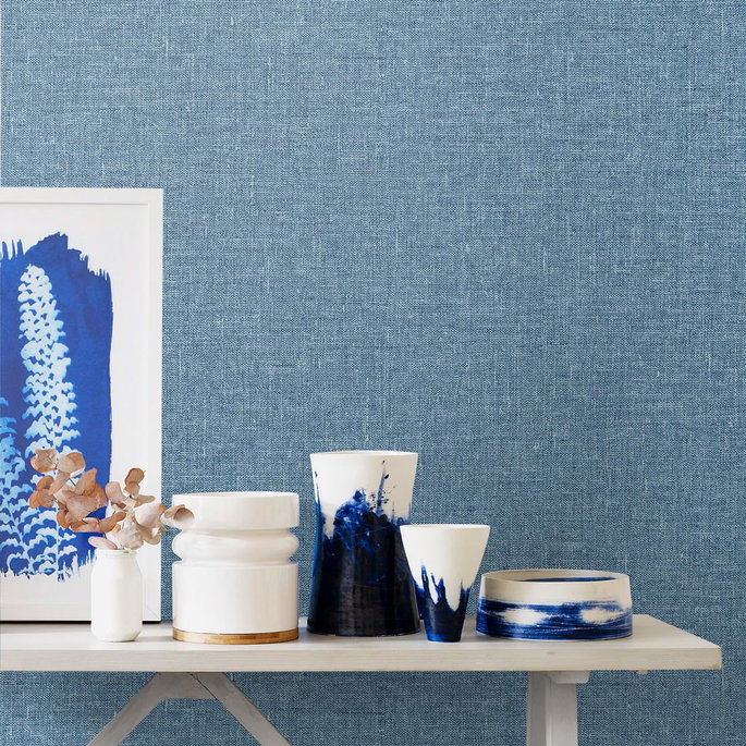 Seabrook Designs Soft Linen Blueberry Wallpaper image 2 of 2