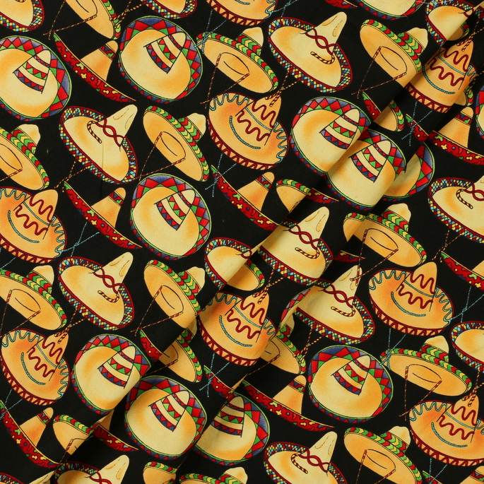 Robert Kaufman Salsa Picante Black Fabric image 2 of 2