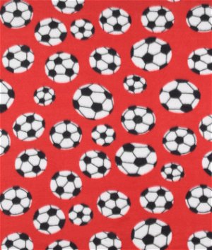 Red Soccer Fleece Fabric