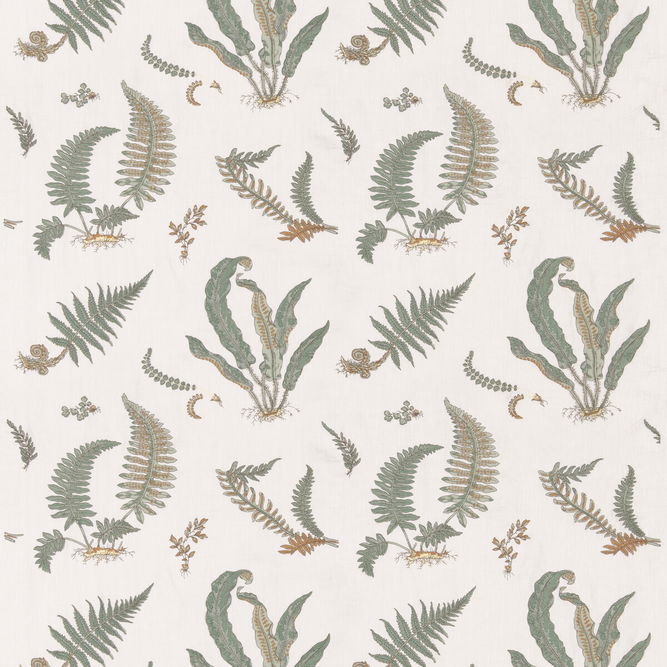 GP &amp; J Baker Ferns Embroidery Verdigris Fabric