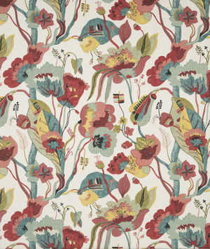 GP & J Baker California Linen/Teal/Pimento Fabric