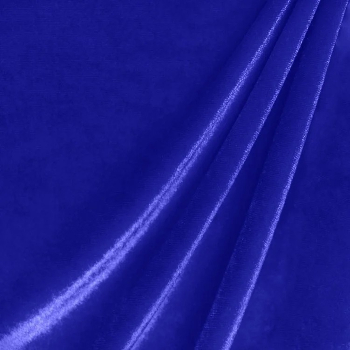 Royal Blue Stretch Velvet Fabric image 1 of 2