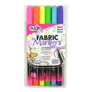 Tulip Neon Fine Tip Fabric Markers - 6 Pack