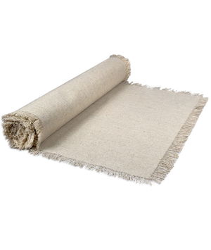 12.5 inch x 120 inch Fringed Linen Table Runner