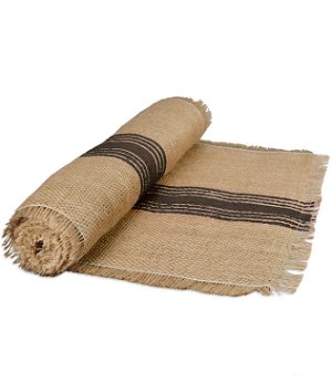 12.5 inch x 108 inch Jute Table Runner with Brown Stripes