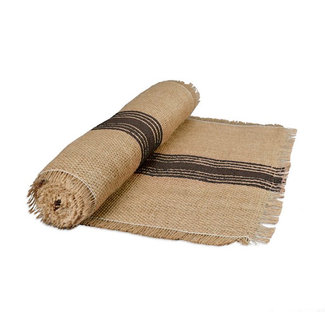12.5&quot; x 108&quot; Jute Table Runner with Brown Stripes