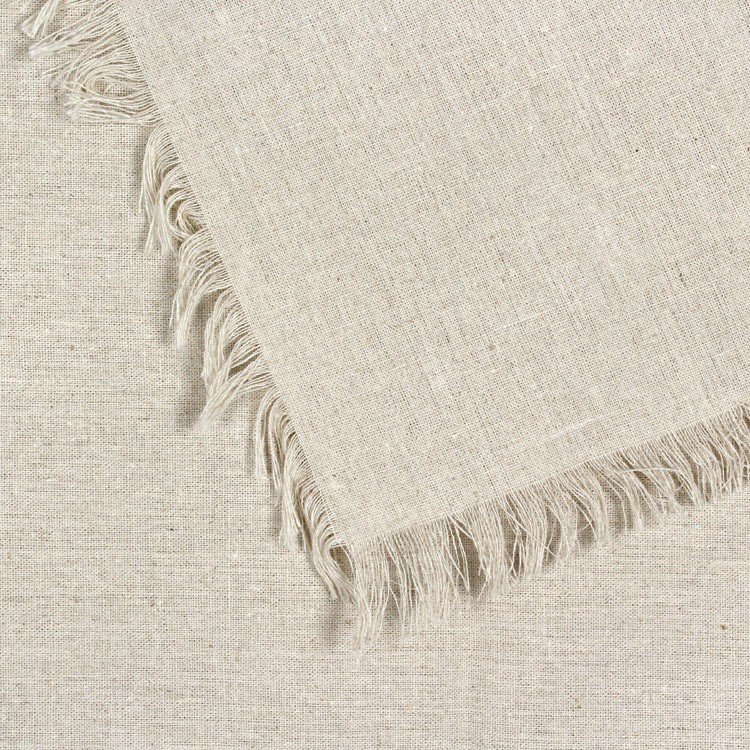 Natural Square Fringed Linen Tablecloth - 54" x 54"