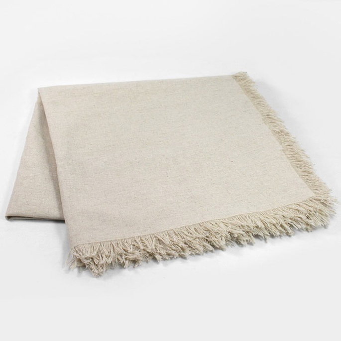 Natural Square Fringed Linen Tablecloth - 54" x 54" image 2 of 2