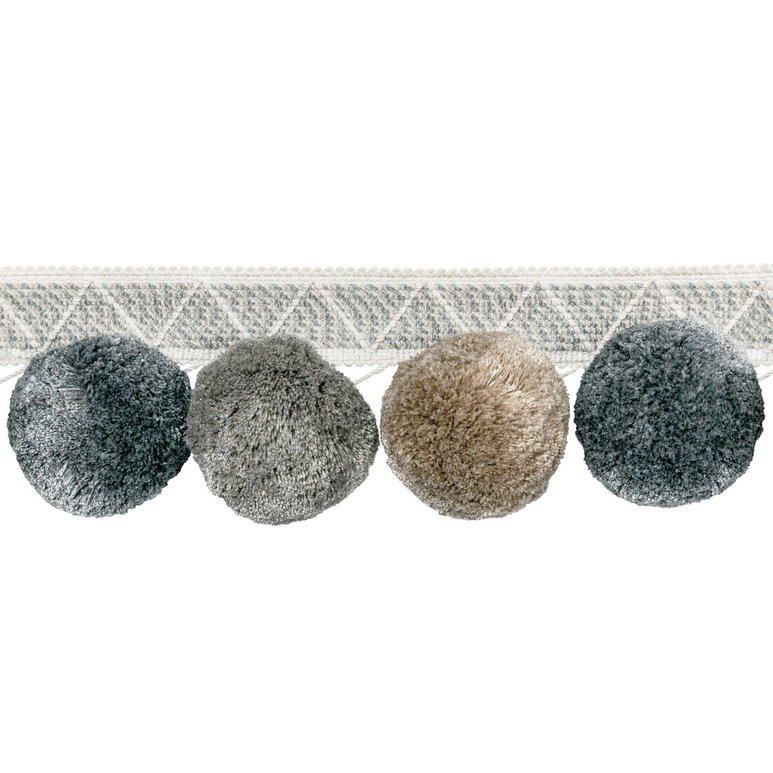 Kravet Phuket Poms Pewter Tassel Fringe Trim