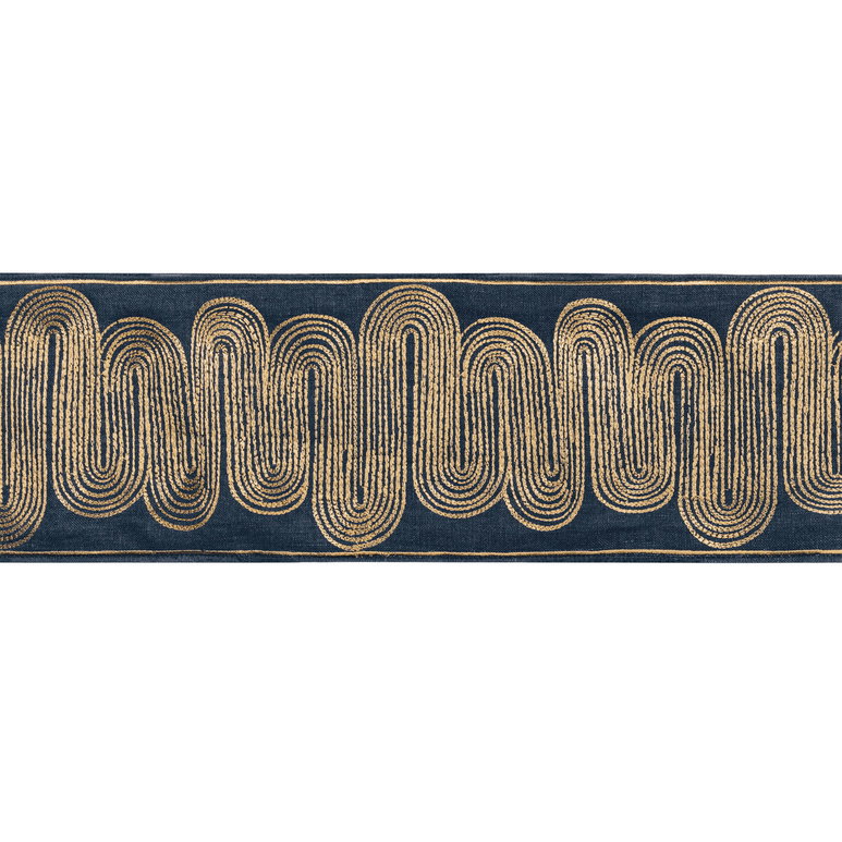 Kravet Ischia Tape Gold/Navy Band Trim