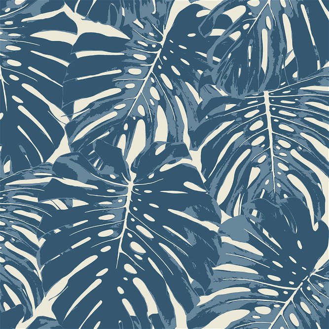 Seabrook Designs Jamaica Prussian Blue &amp; White Wallpaper