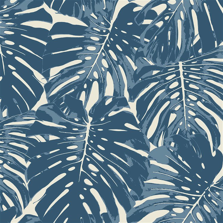 Seabrook Designs Jamaica Prussian Blue & White Wallpaper