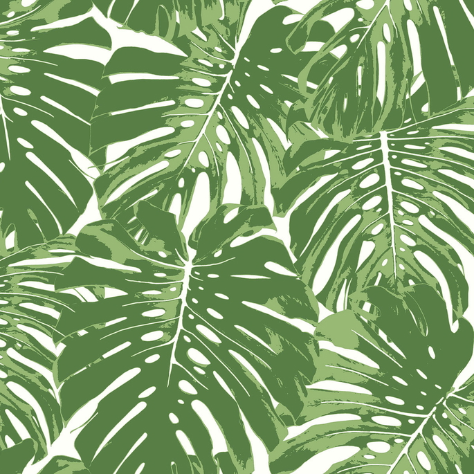 Seabrook Designs Jamaica Basil Green &amp; White Wallpaper image 1 of 2