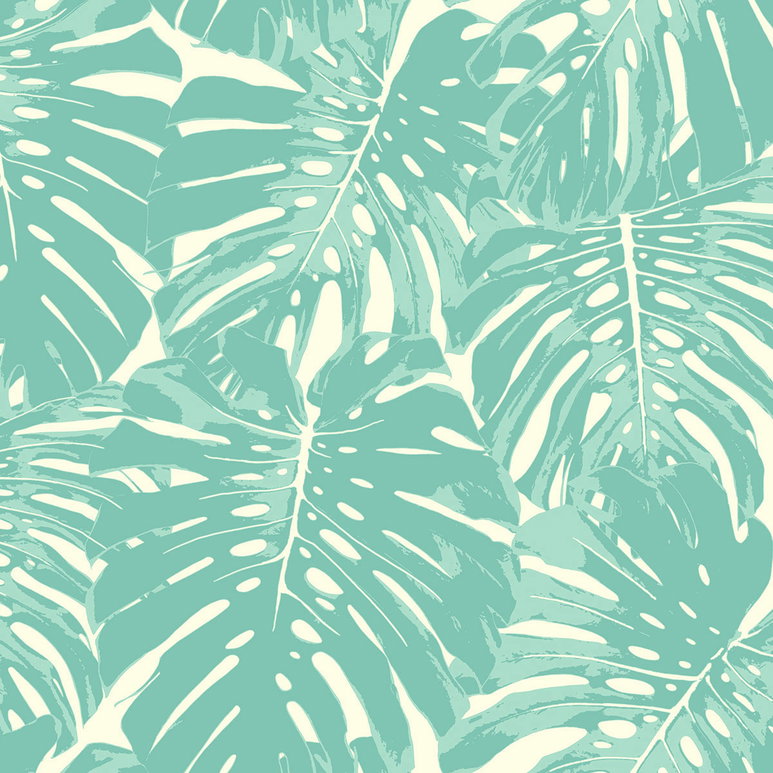 Seabrook Designs Jamaica Teal &amp; White Wallpaper