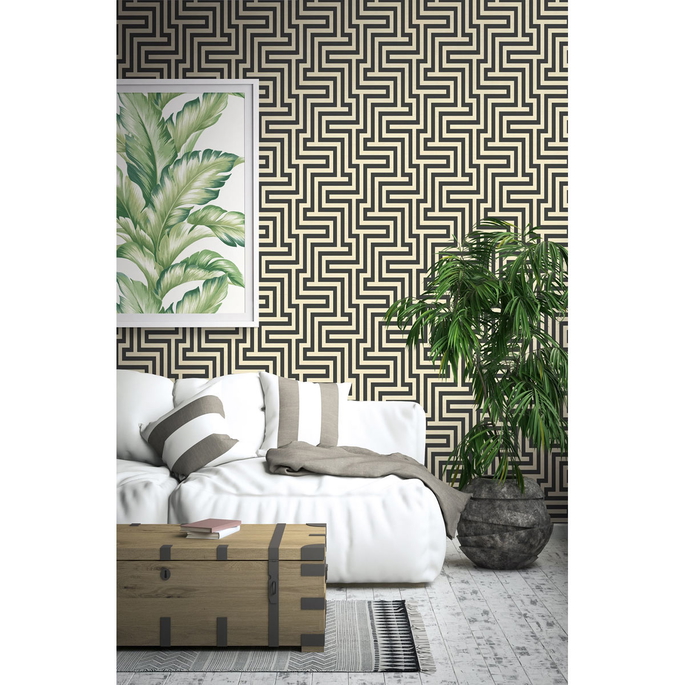 Seabrook Designs Martinique Black &amp; Off-White Wallpaper image 2 of 2